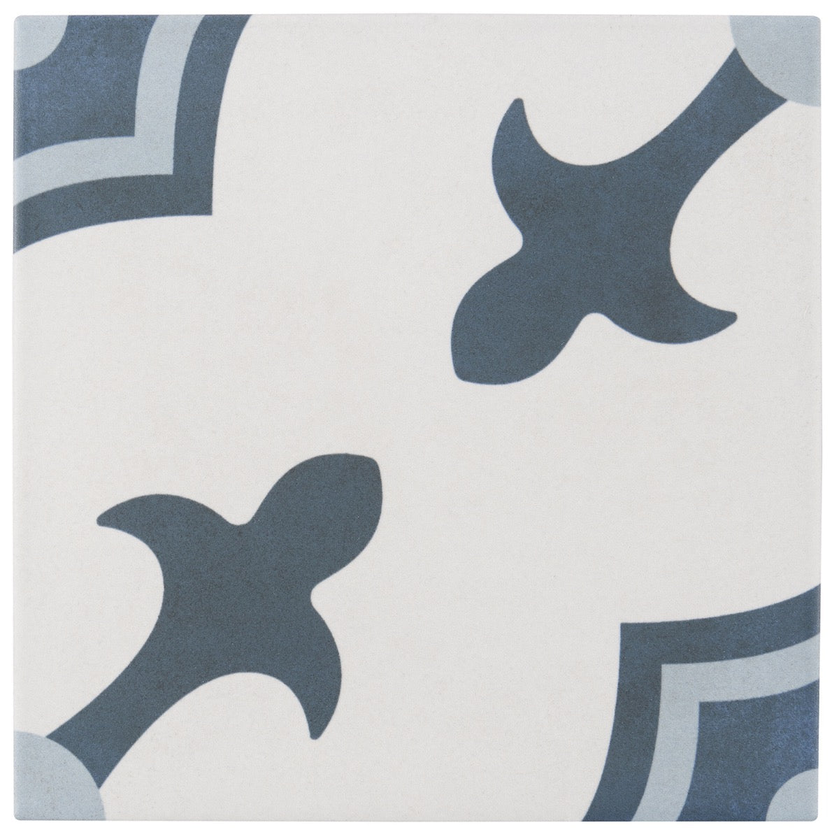Lapaz White & Blue Herald 9x9 Matte Porcelain Tile - Mediterranean Design