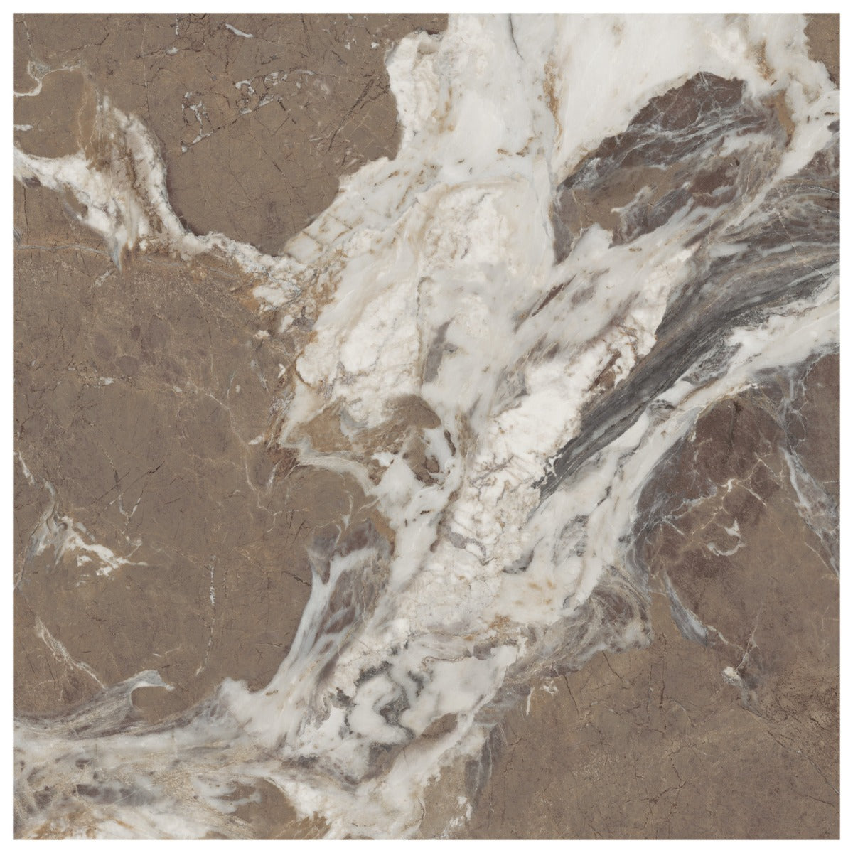 Tilebar Autograph Espresso Brown 48x48 Marble Look Satin Porcelain Tile