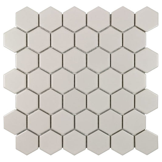 Serenity Taupe Gray 2" Hexagon Matte Porcelain Mosaic Tile
