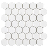 Serenity White 2" Hexagon Matte Porcelain Mosaic Tile by Lux Tile