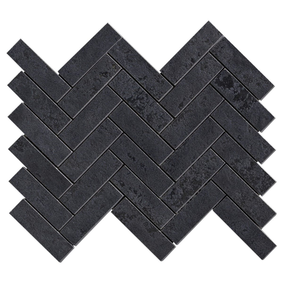 Lux Tile Portrait Black Herringbone Matte Porcelain Mosaic Tile