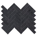 Lux Tile Portrait Black Herringbone Matte Porcelain Mosaic Tile