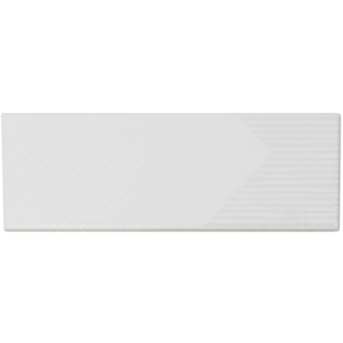 Enigma White 2x8 Textured Polished Ceramic Subway Tile - Lux Tile