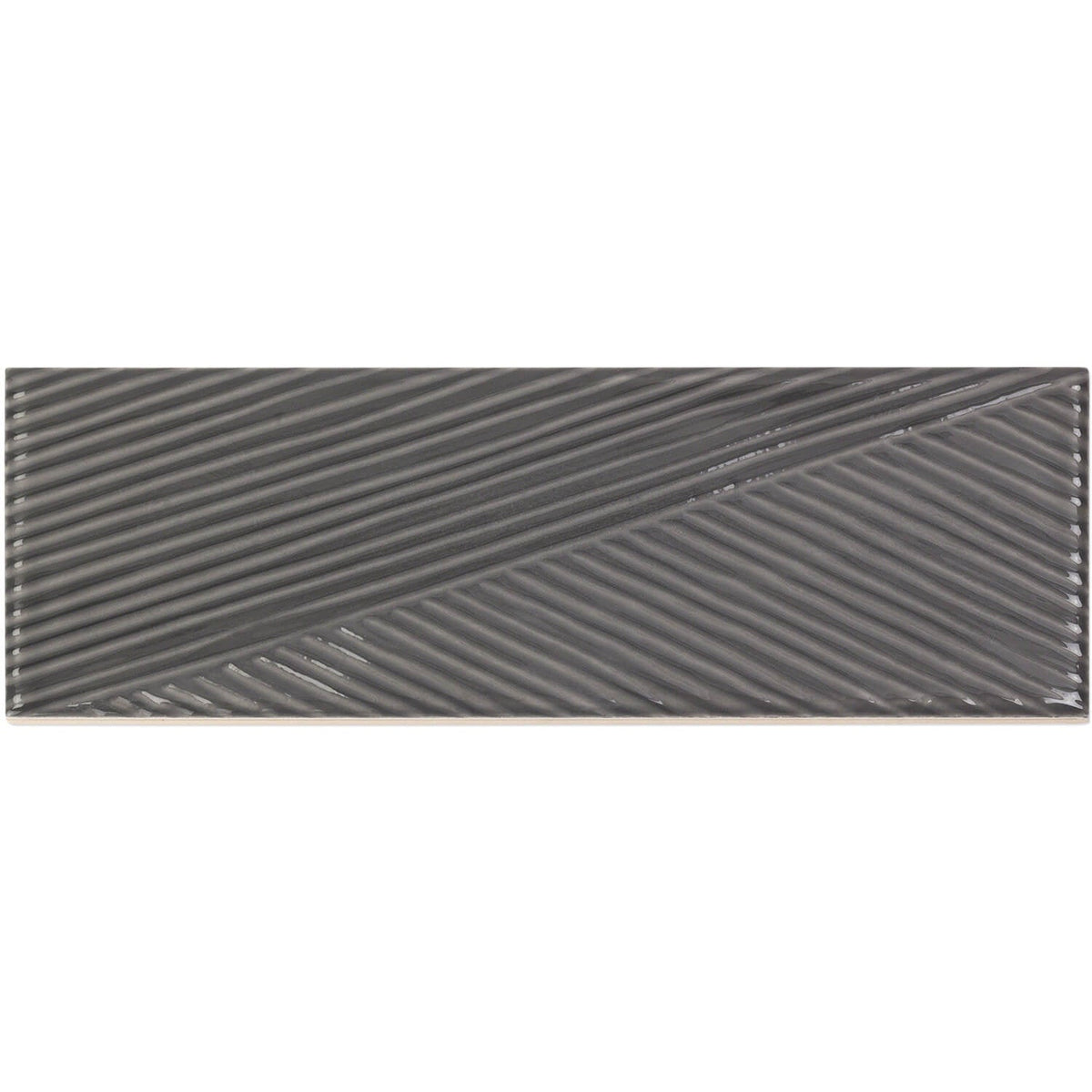 Tilebar Enigma Graphite Gray 2x8 Polished Textured Ceramic Wall Tile