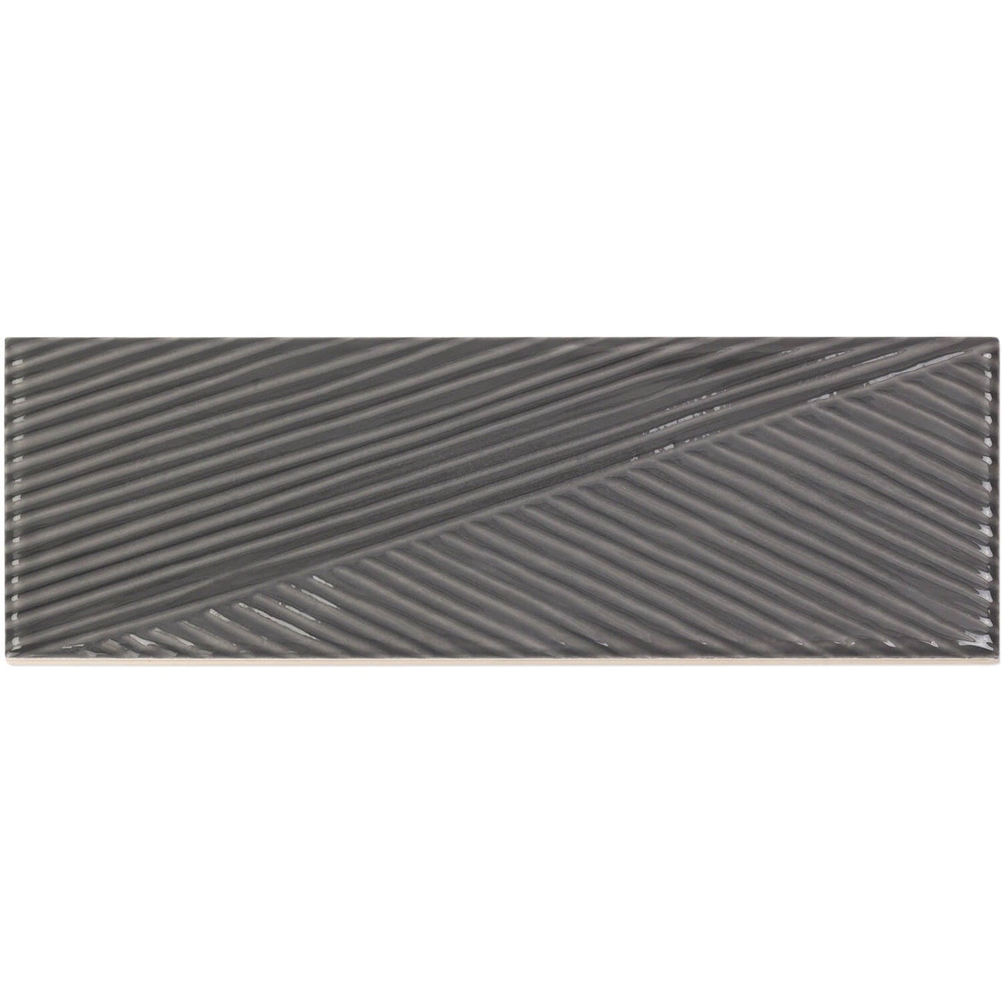 Tilebar Enigma Graphite Gray 2x8 Polished Textured Ceramic Wall Tile