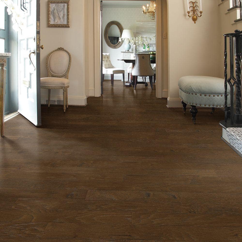Shaw Western Saddle Hickory 3/8 In. T X 5 in. W Tongue and Groove Scraped Engineered Hardwood Flooring (23.66 sq.ft./case)