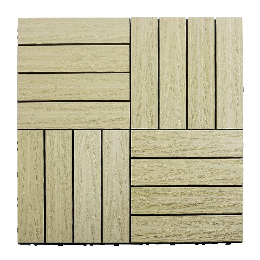 NewTechWood UltraShield Naturale 1 ft. x 1 ft. Quick Deck Outdoor Composite Deck Tile in Sahara Sand (10 sq. ft. Per Box)