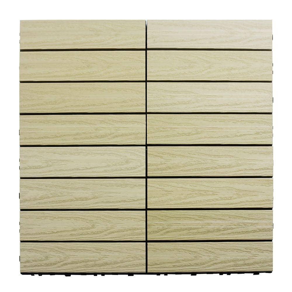 NewTechWood UltraShield Naturale 1 ft. x 1 ft. Quick Deck Outdoor Composite Deck Tile in Sahara Sand (10 sq. ft. Per Box)