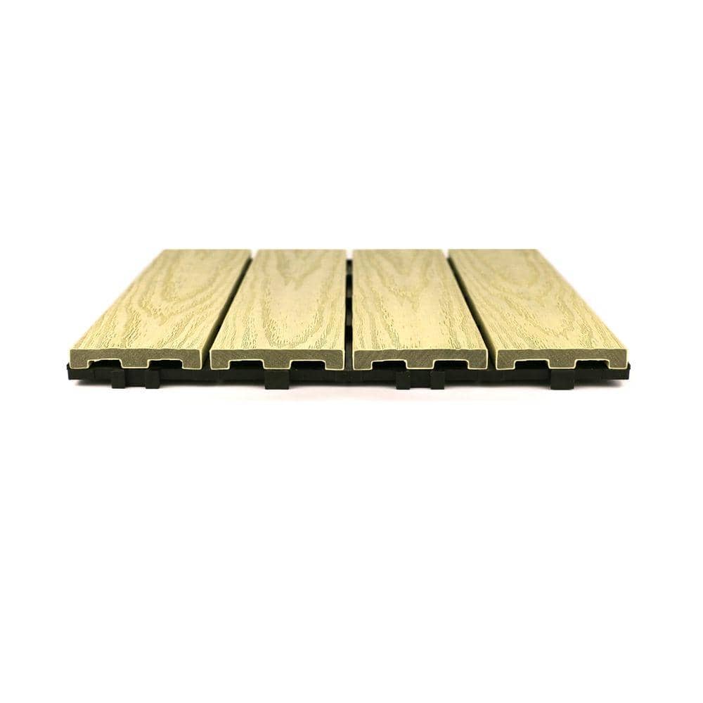 NewTechWood UltraShield Naturale 1 ft. x 1 ft. Quick Deck Outdoor Composite Deck Tile in Sahara Sand (10 sq. ft. Per Box)