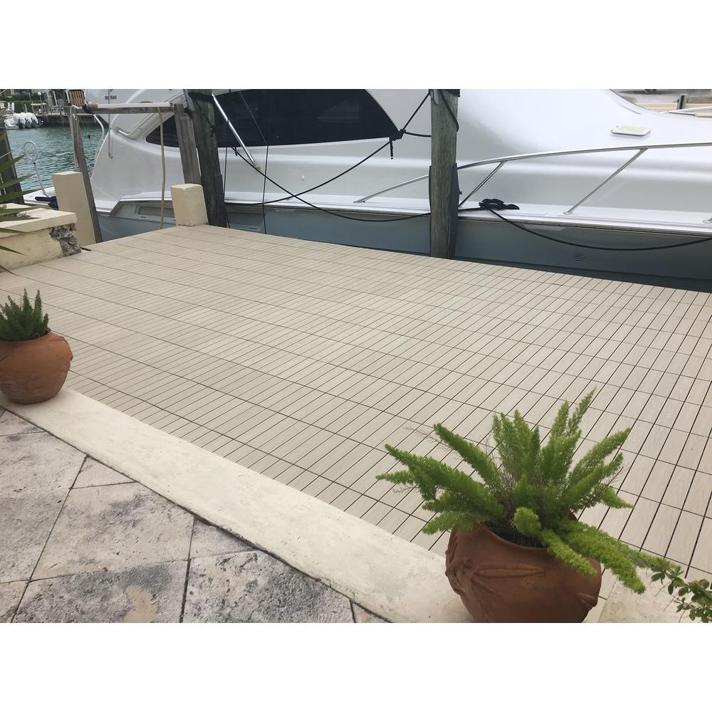 NewTechWood UltraShield Naturale 1 ft. x 1 ft. Quick Deck Outdoor Composite Deck Tile in Sahara Sand (10 sq. ft. Per Box)