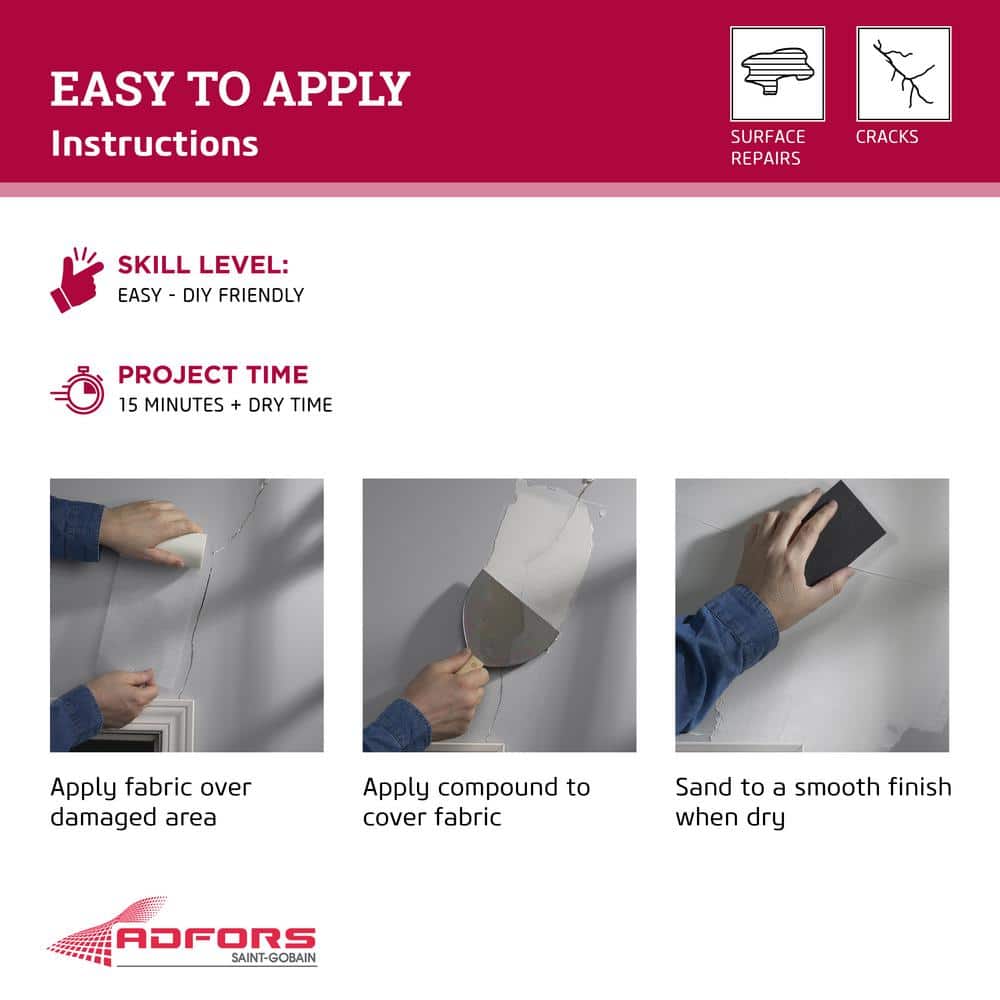 Saint-Gobain ADFORS FibaTape Perfect Finish 6 in. x 75 ft. Self-Adhesive Wall Repair Fabric