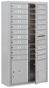 Salsbury 3800 Horizontal Series Surface-Mount Mailbox, 20 Compartments with 2 Parcel Lockers