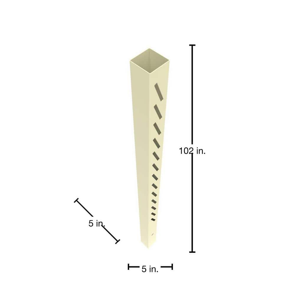 Barrette Outdoor Living Louvered Vinyl Fence Post, 5x5x102 in, Sand Line