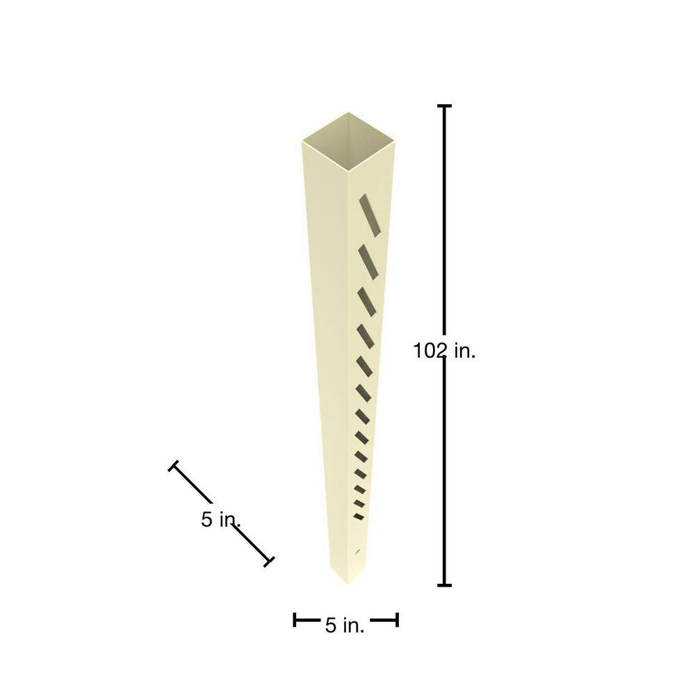 Barrette Outdoor Living Louvered Sand Vinyl Fence Post - Right End/Gate, 5x5x102 in.