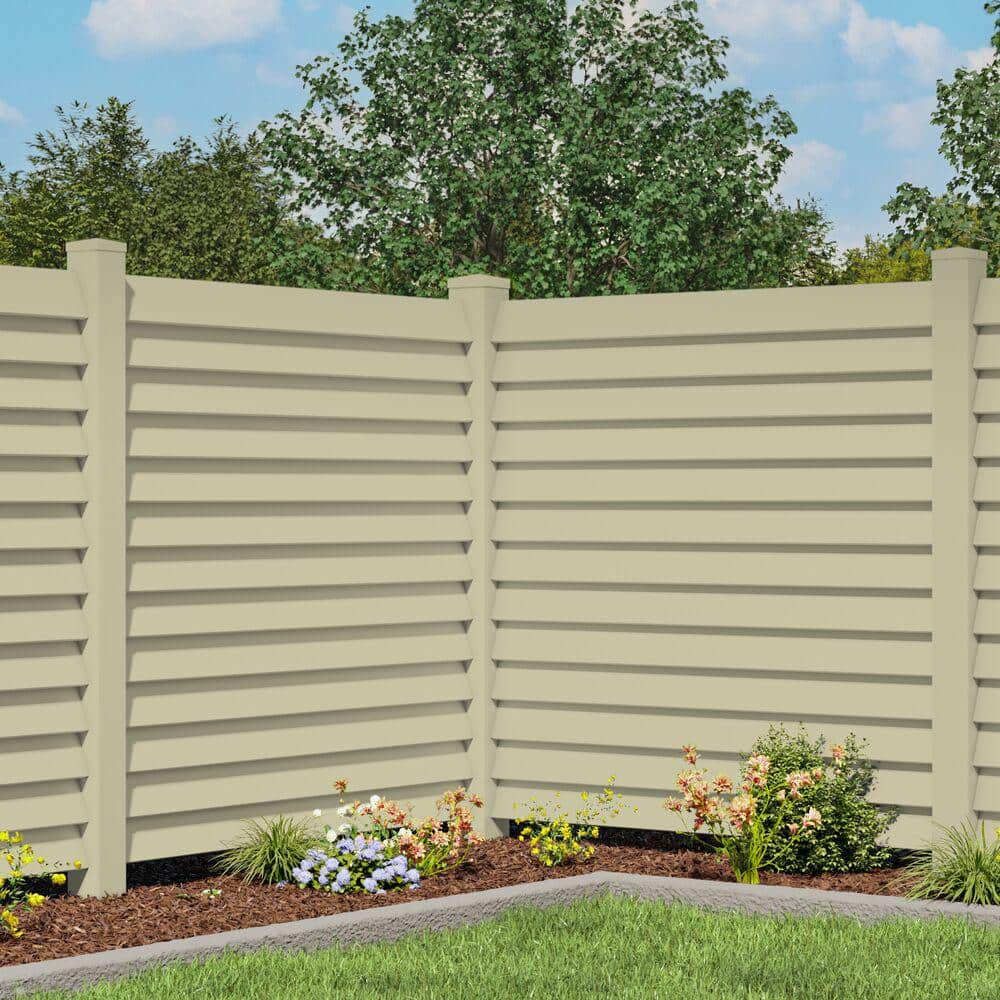 Louvered 6 in. x 6 in. Sand Vinyl Pyramid Fence Post Top