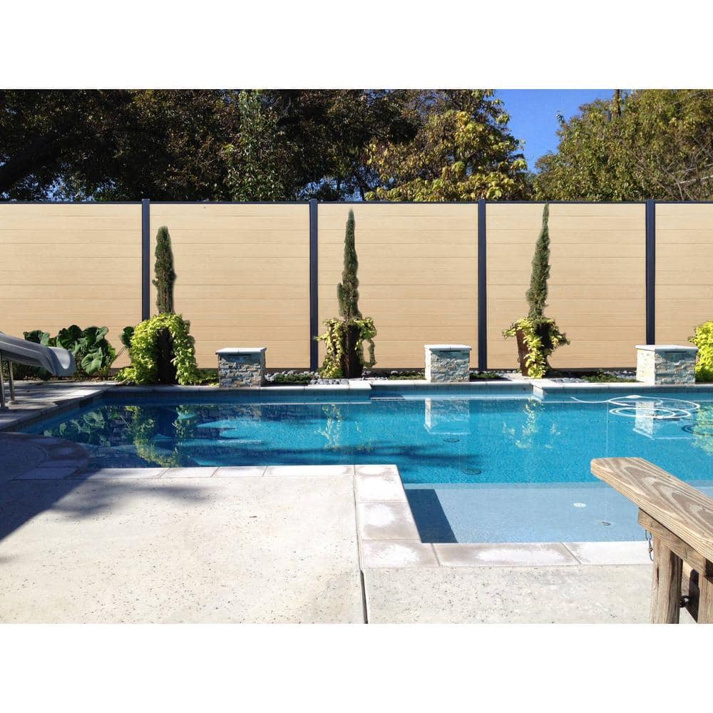 Frame It All 6 ft. x 6 ft. Sand 360 Cap Composite Horizontal Fence Panel