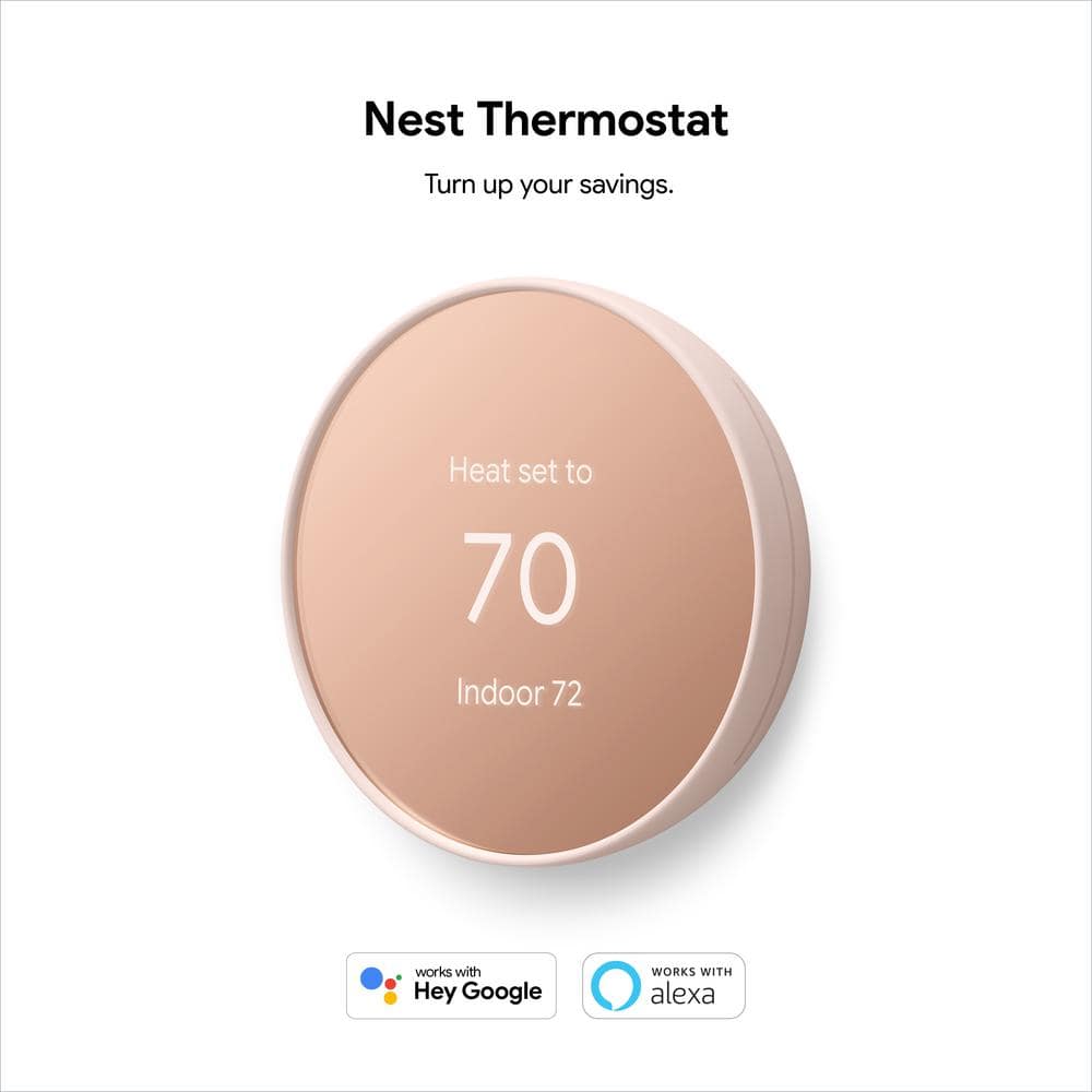 Google Nest Thermostat - Smart Programmable Wi-Fi Thermostat - Sand