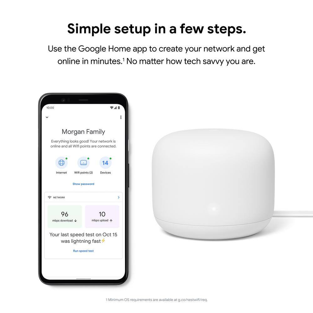 Google Nest Wifi - Mesh Router AC2200 and 1 Point with Google Assistant - 2 Pack - Sand