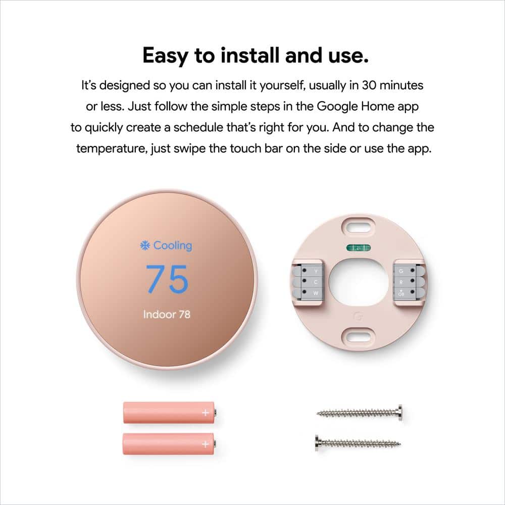 Google Nest Thermostat - Smart Programmable Wi-Fi Thermostat Sand + Nest Thermostat Trim Kit Shell