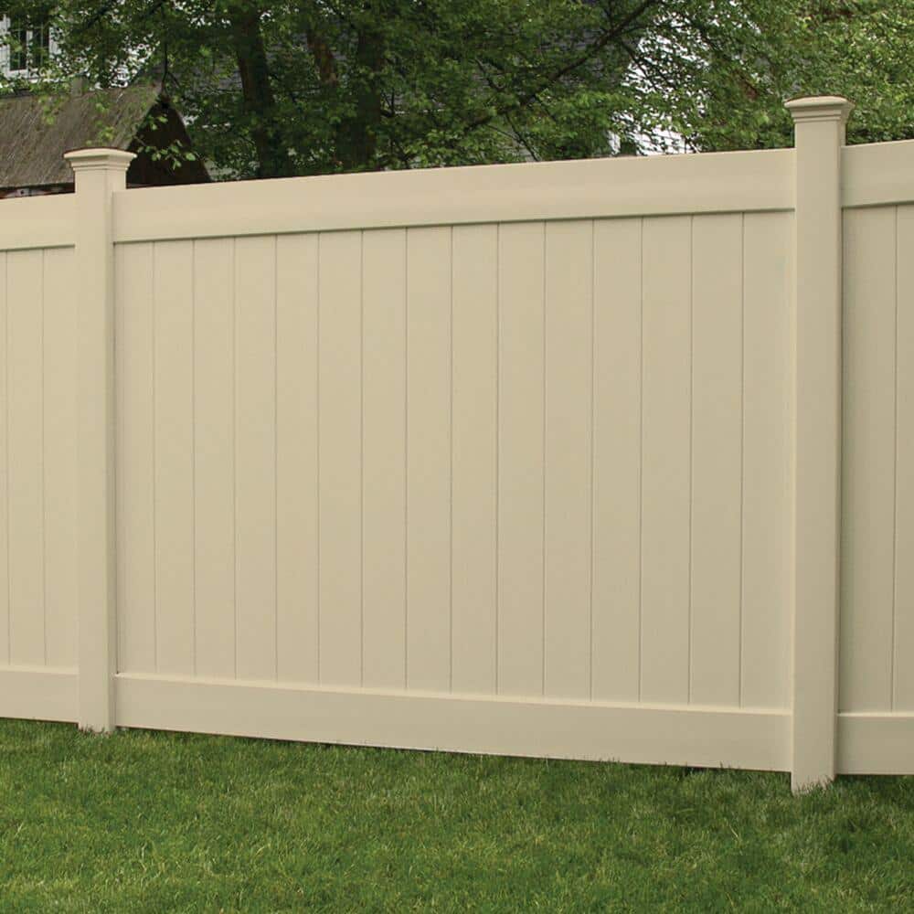 Veranda Linden 5 in. x 5 in. x 9 ft. Sand Vinyl Routed Fence Line Post