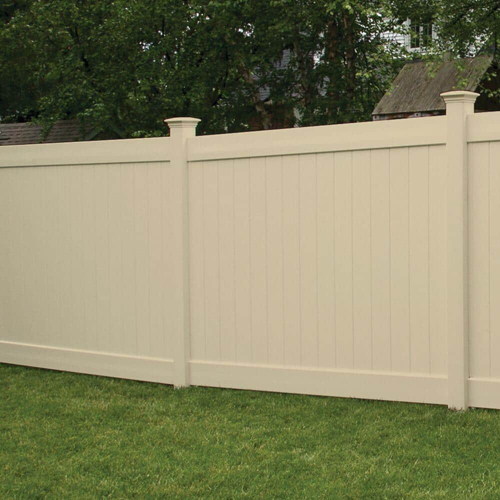 Veranda Linden 5 in. x 5 in. x 9 ft. Sand Vinyl Routed Fence Line Post
