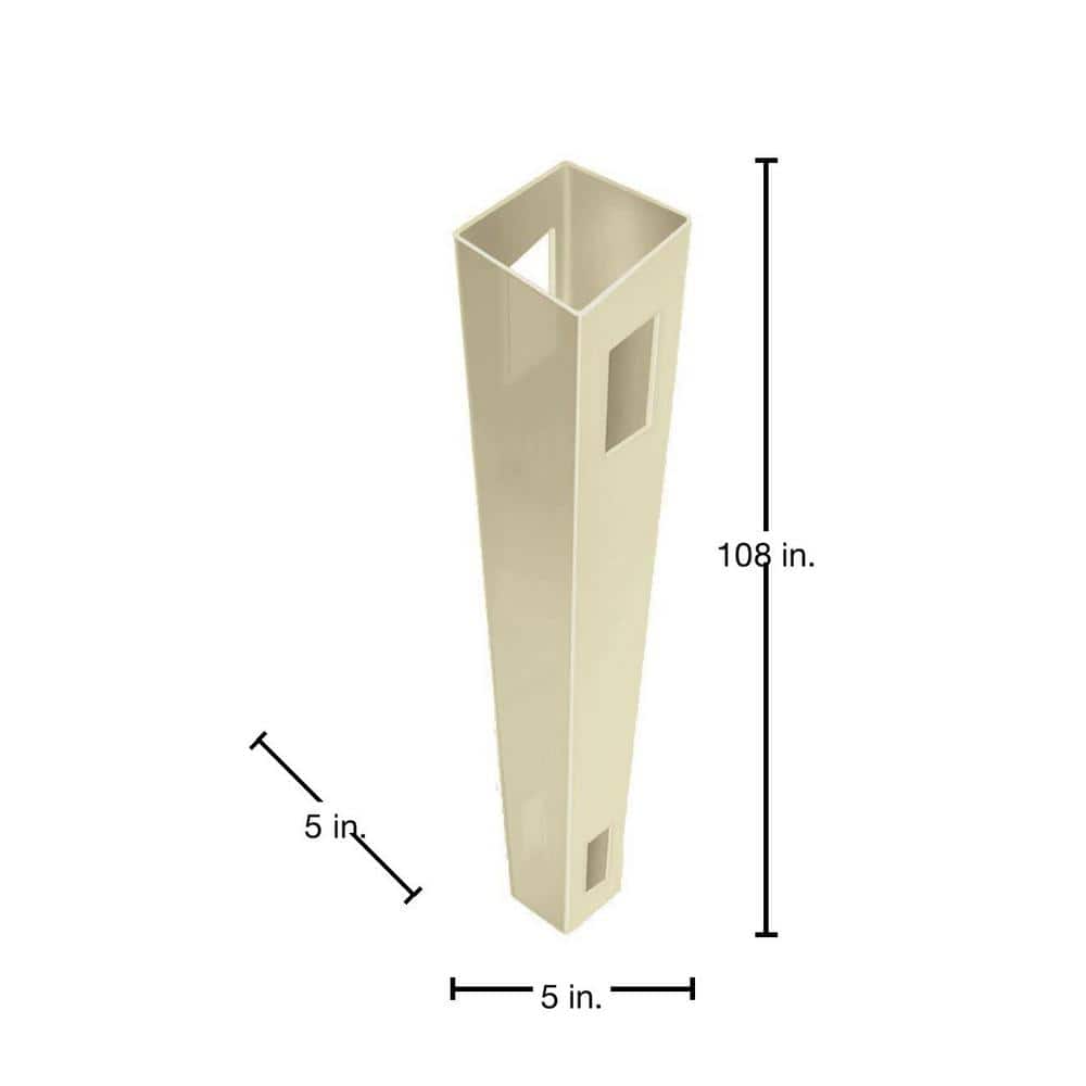 Veranda Linden 5 in. x 5 in. x 9 ft. Sand Vinyl Routed Fence Line Post