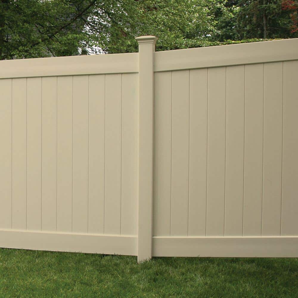 Veranda Linden 5 in. x 5 in. x 9 ft. Sand Vinyl Routed Fence Line Post