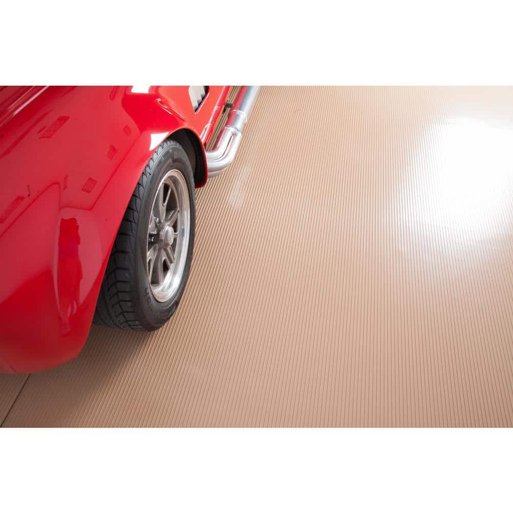 G-Floor Rib 7.5 ft x 17 ft Sandstone Vinyl Garage Flooring Cover and Protector