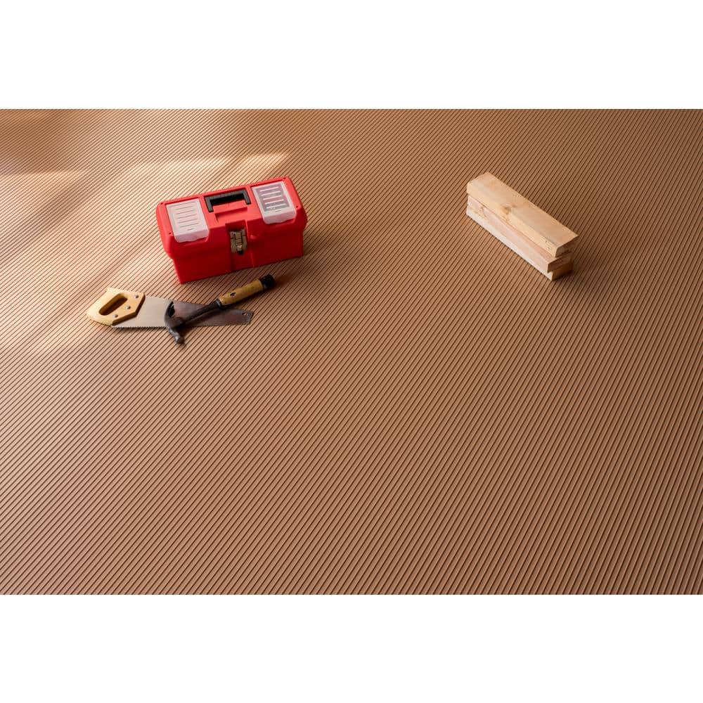 G-Floor Rib 7.5 ft x 17 ft Sandstone Vinyl Garage Flooring Cover and Protector