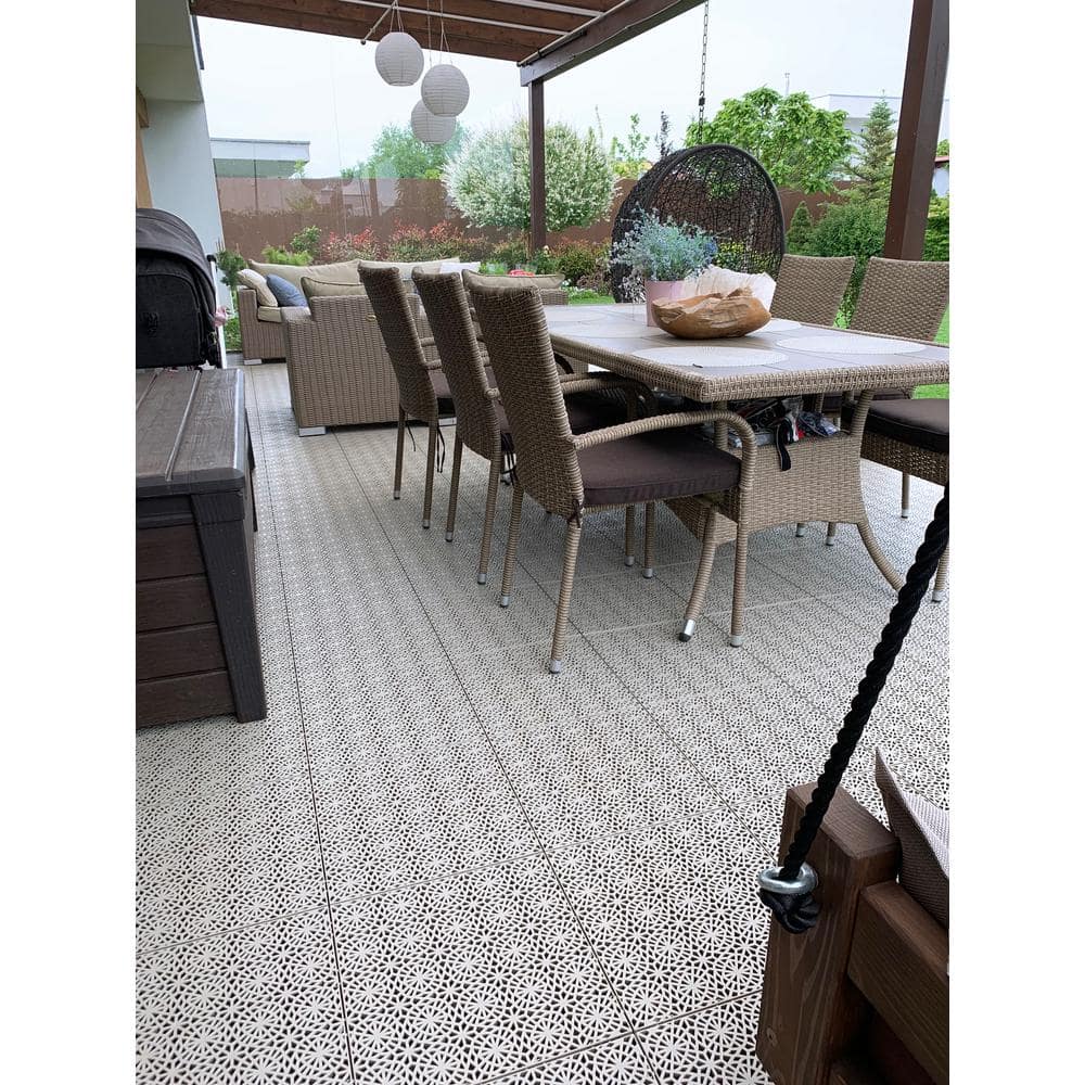 Bergo Unique 1.24 ft. x 1.24 ft. PVC Garage Floor Tile in Sandstorm (14 Tiles per Case)