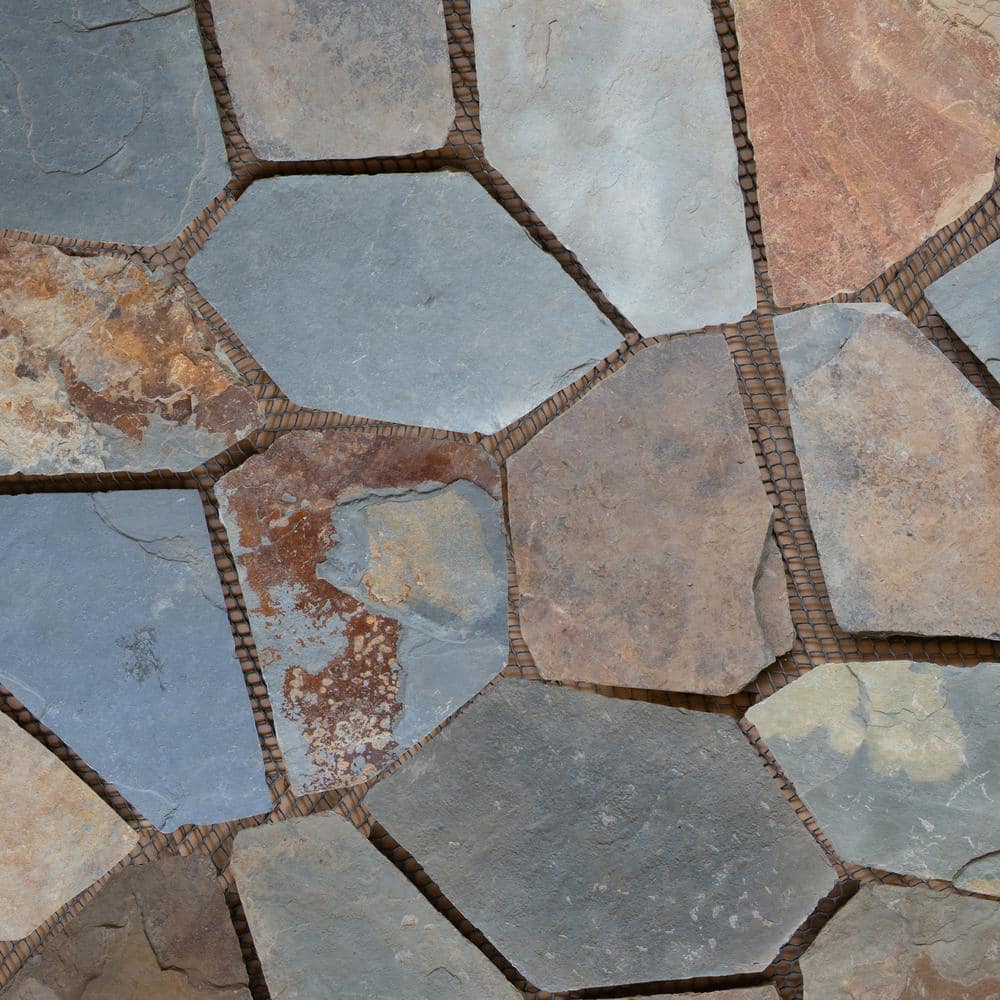 MSI Take Home Tile Sample-Santa Barbara 4 in. x 4 in. Slate Mesh-Mounted Flagstone Paver Tile