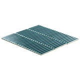 Kai Teal Crackled Glossy Porcelain Mosaic Tile - Lux Tile