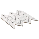 Brookline Chevron Cloud White 1x5 Glossy Ceramic Mosaic Tile