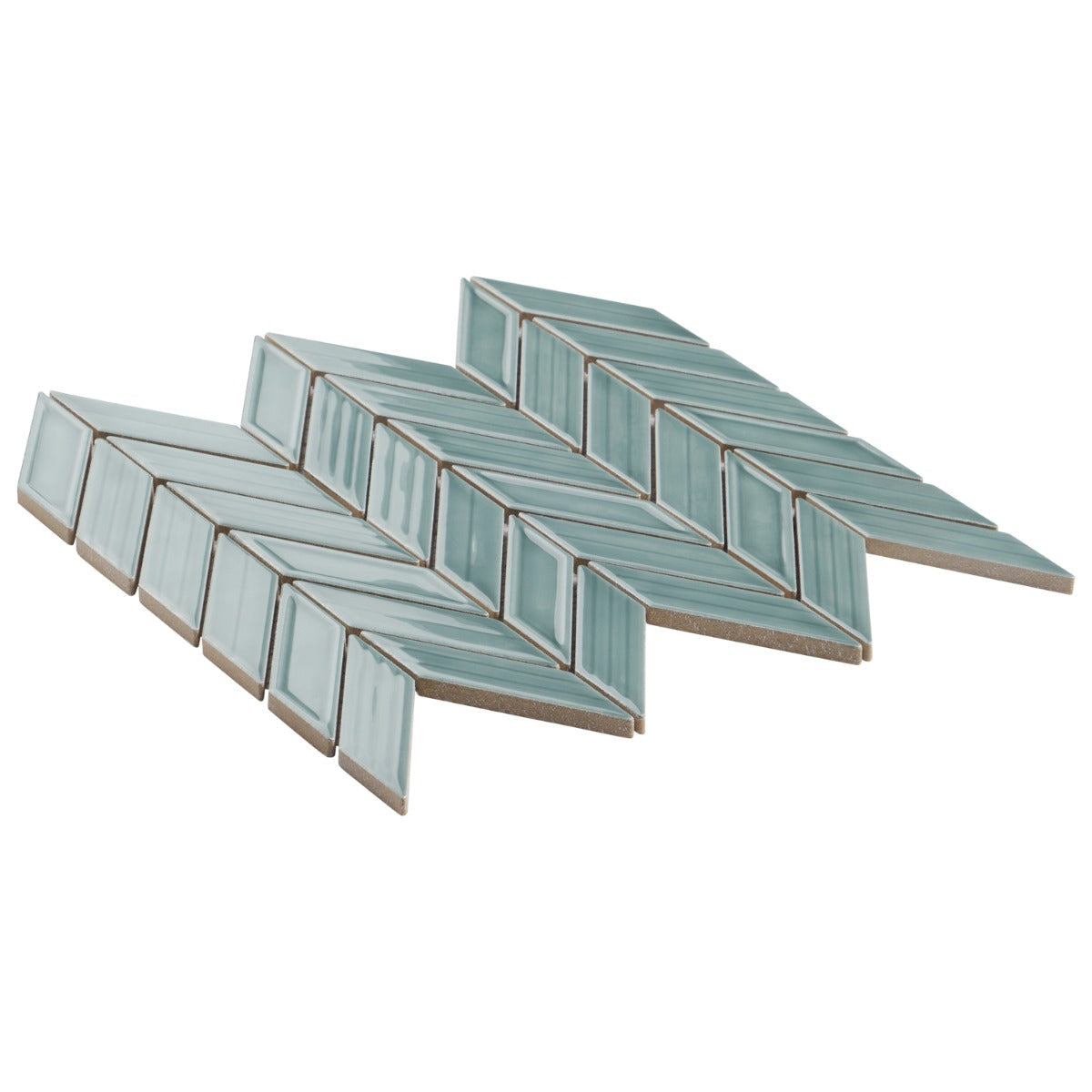 Brookline Chevron Marine Blue 1x5 Glossy Ceramic Mosaic Tile