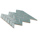 Brookline Chevron Marine Blue 1x5 Glossy Ceramic Mosaic Tile