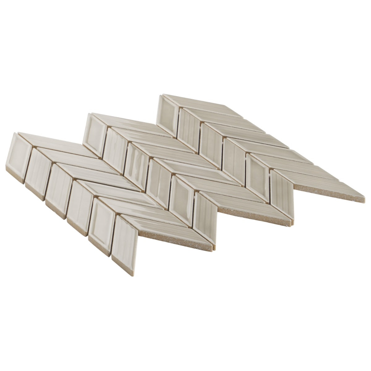 Brookline Chevron Warm Gray 1x5 Glossy Ceramic Mosaic Tile