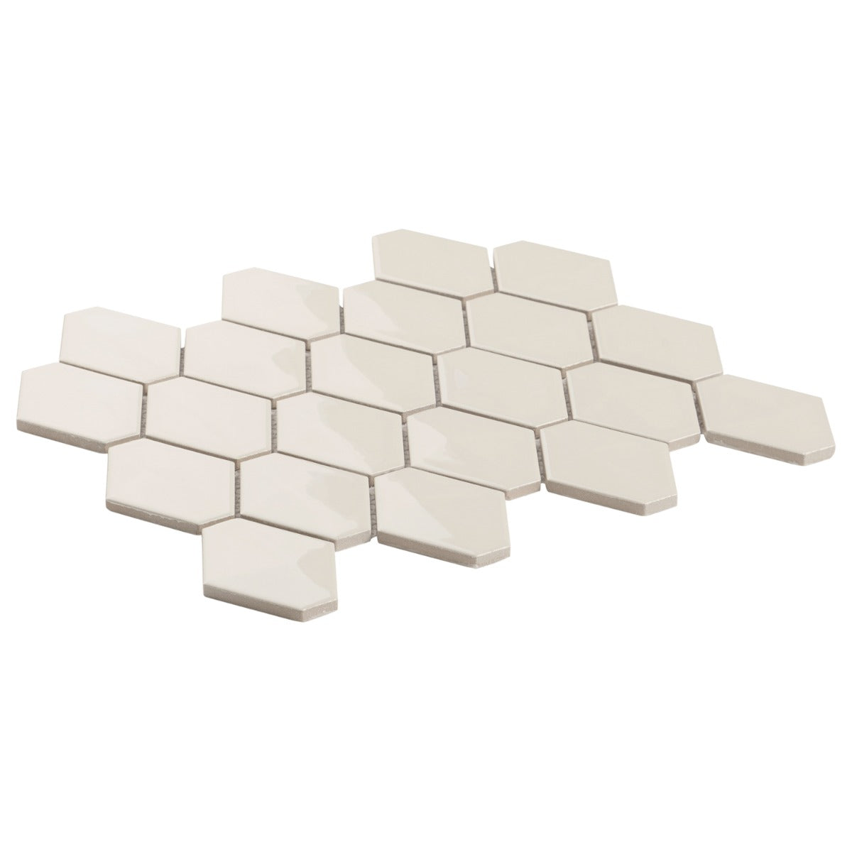 Brookline Diamond Mushroom Gray 3x4 Glossy Ceramic Mosaic Tile