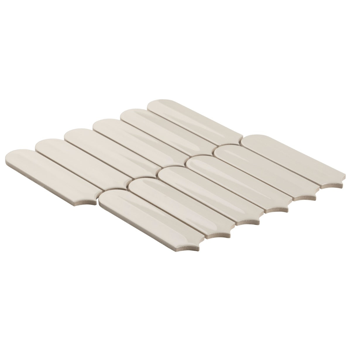 Brookline Feather Mushroom Gray 2x7 Fish Scale Glossy Ceramic Mosaic Tile