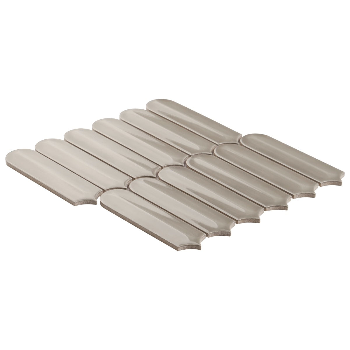 Brookline Feather Warm Gray 2x7 Fish Scale Glossy Ceramic Mosaic Tile
