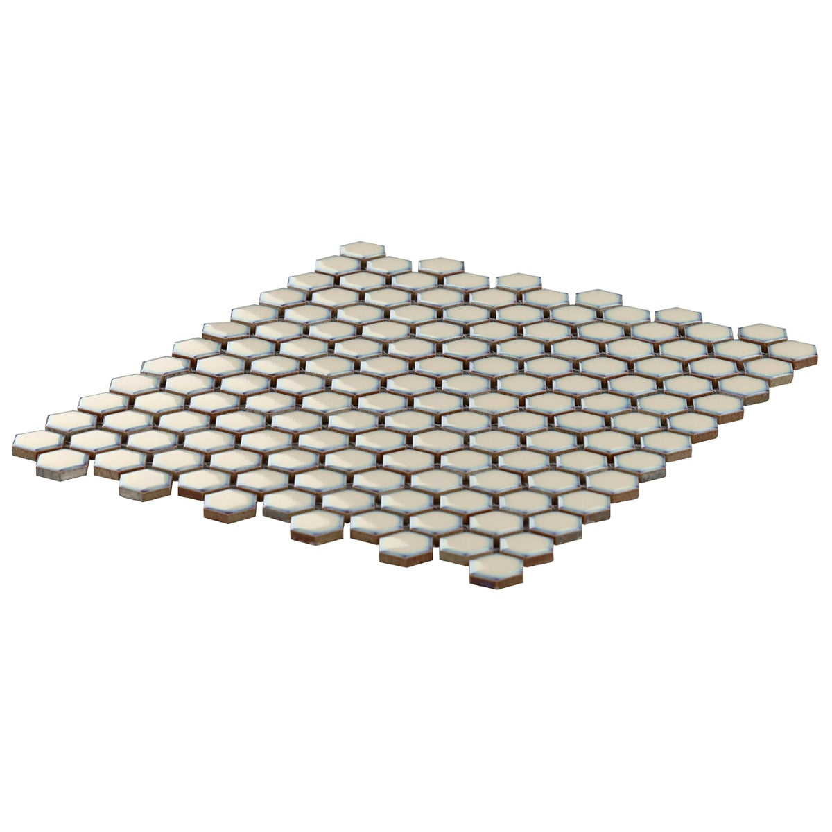 Eden Latte Beige Rimmed Hexagon Polished Porcelain Mosaic Tile