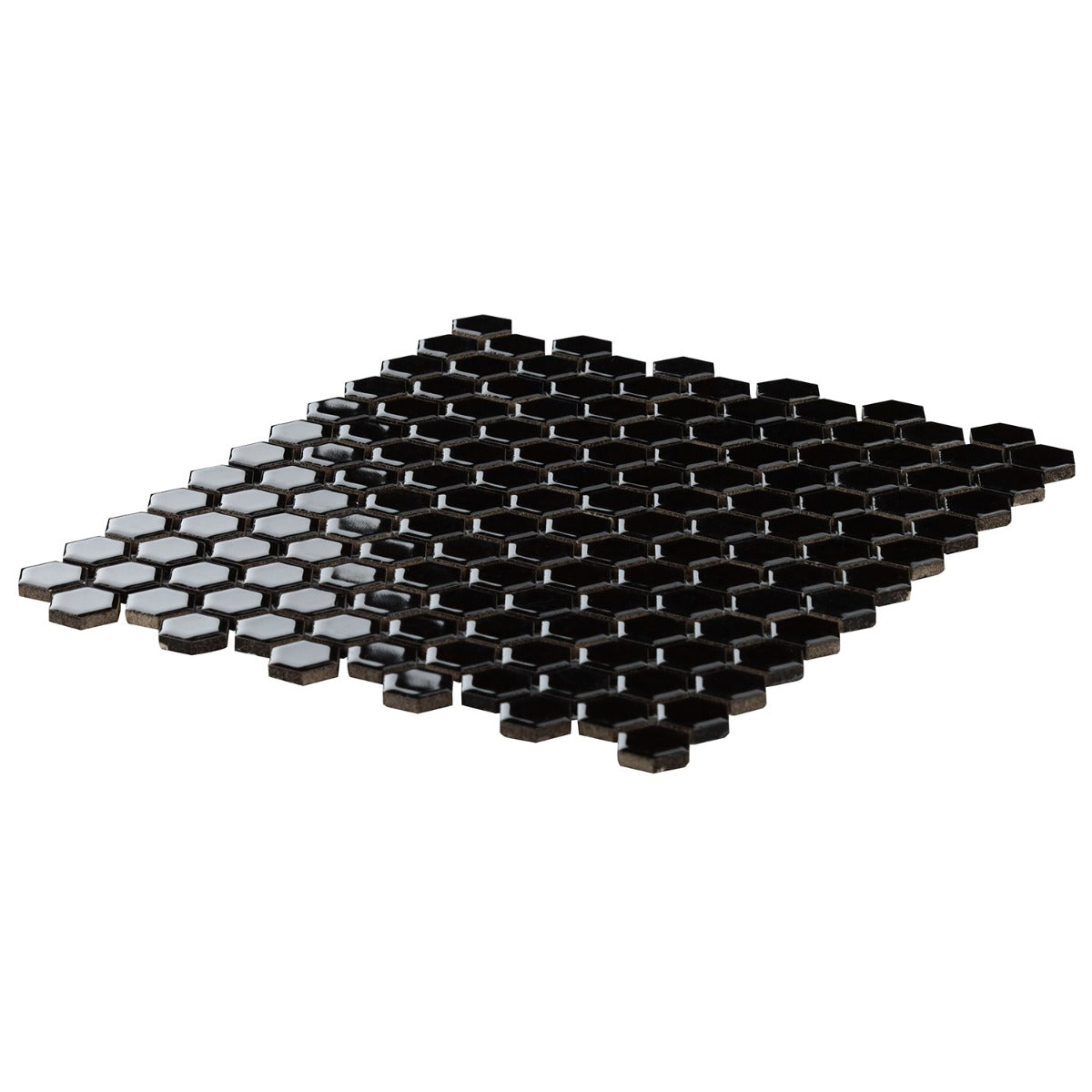 Eden Black 1" Hexagon Polished Porcelain Mosaic Tile
