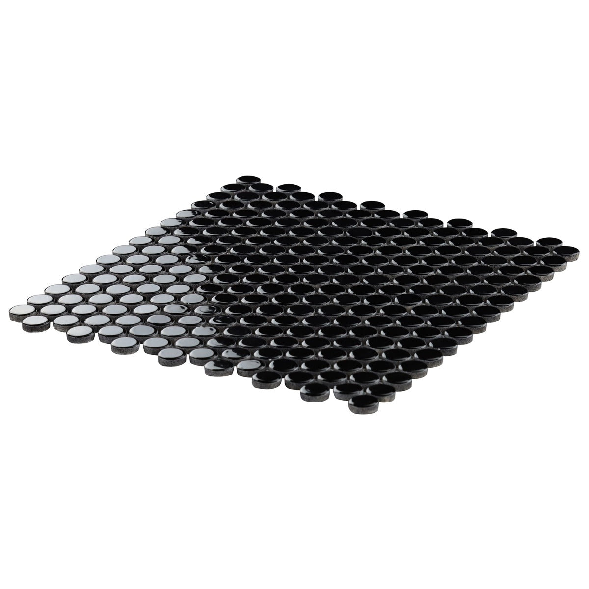 Eden Black Penny Round Polished Porcelain Mosaic Tile - Lux Tile