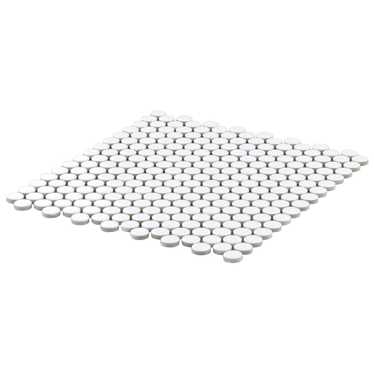 Eden White Penny Round Polished Porcelain Mosaic Tile