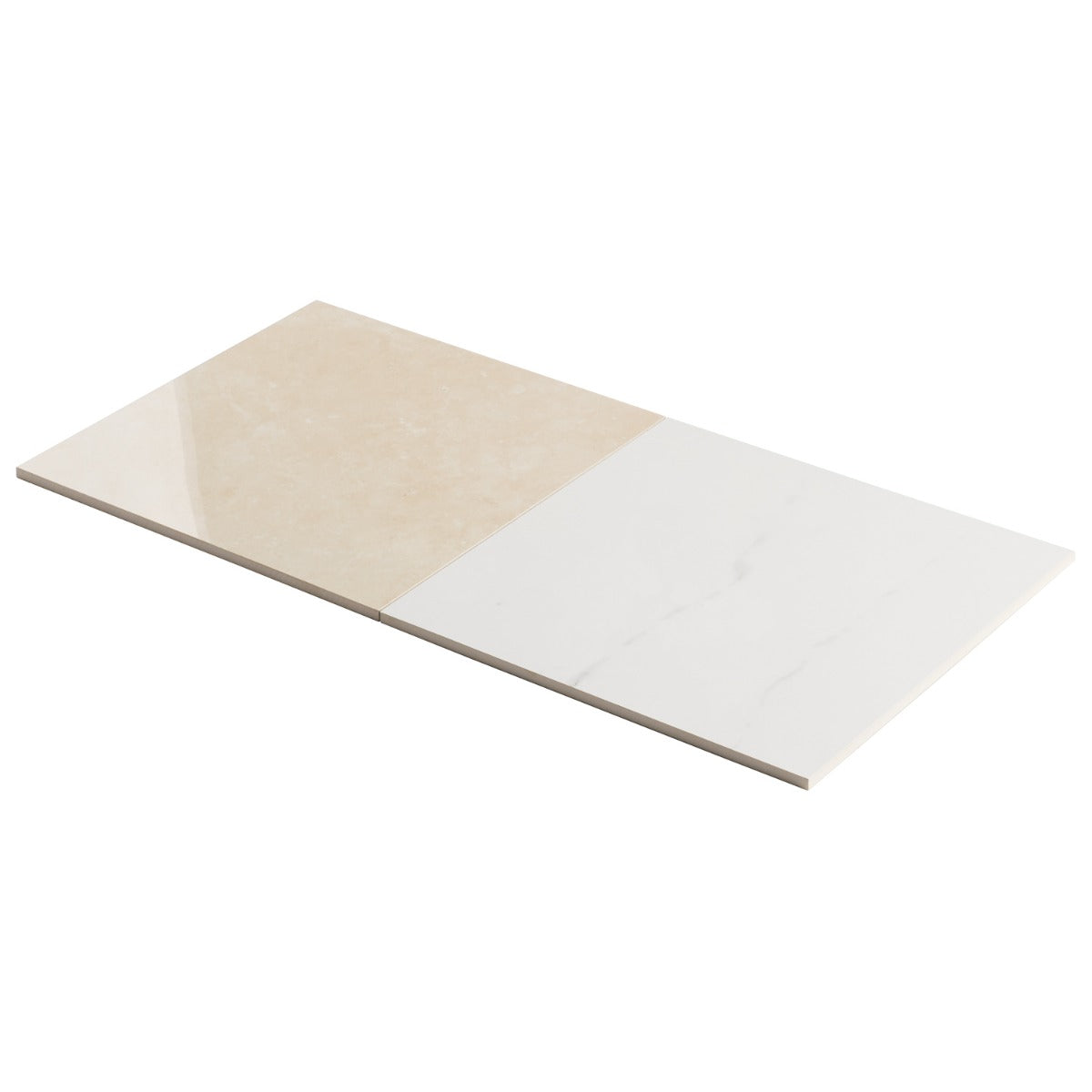 Fortunato Calacatta and Marfil 12x12 Polished Porcelain Checkerboard Tile