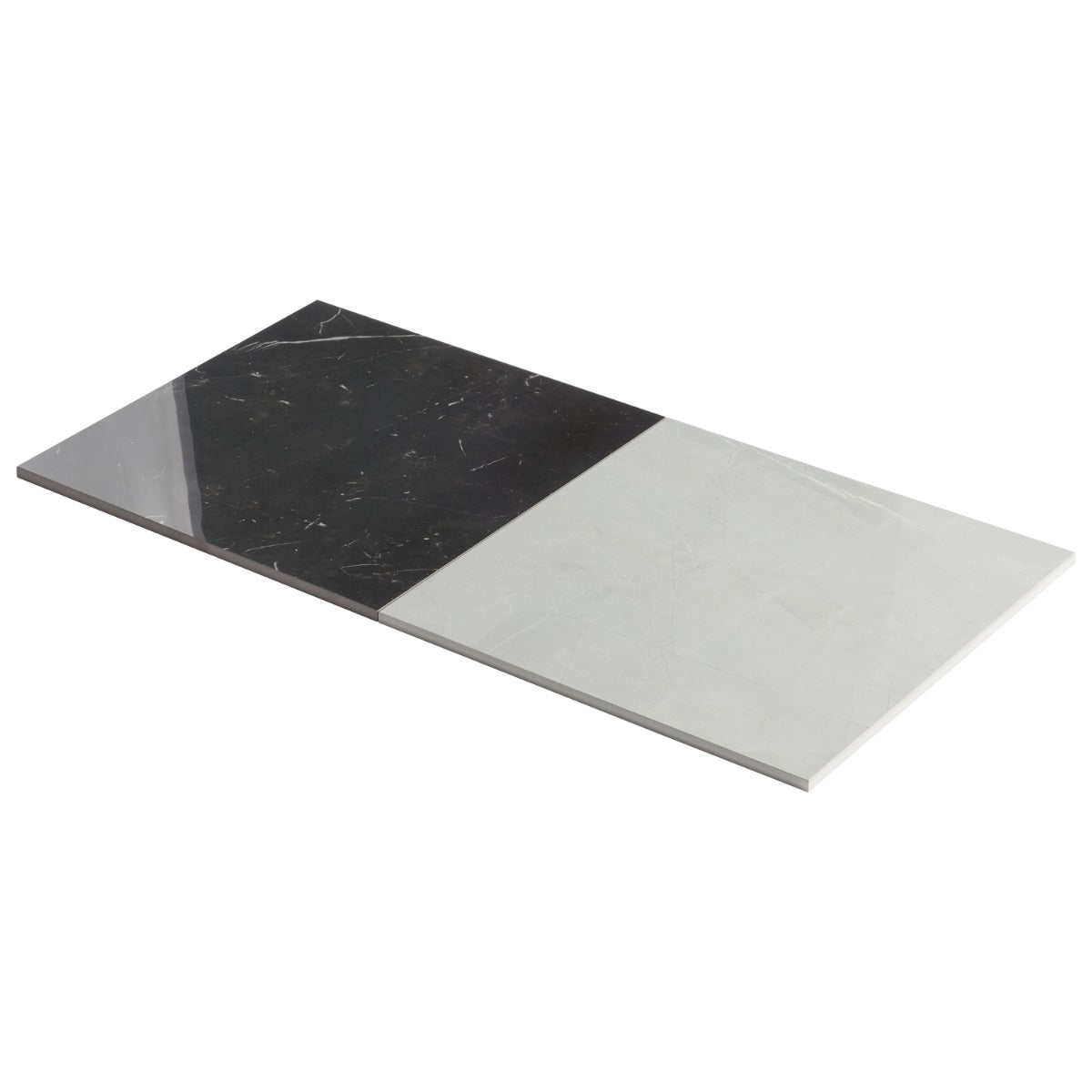 Fortunato Amani Gray and Nero Marquina Black 12x12 Polished Porcelain Checkerboard Tile