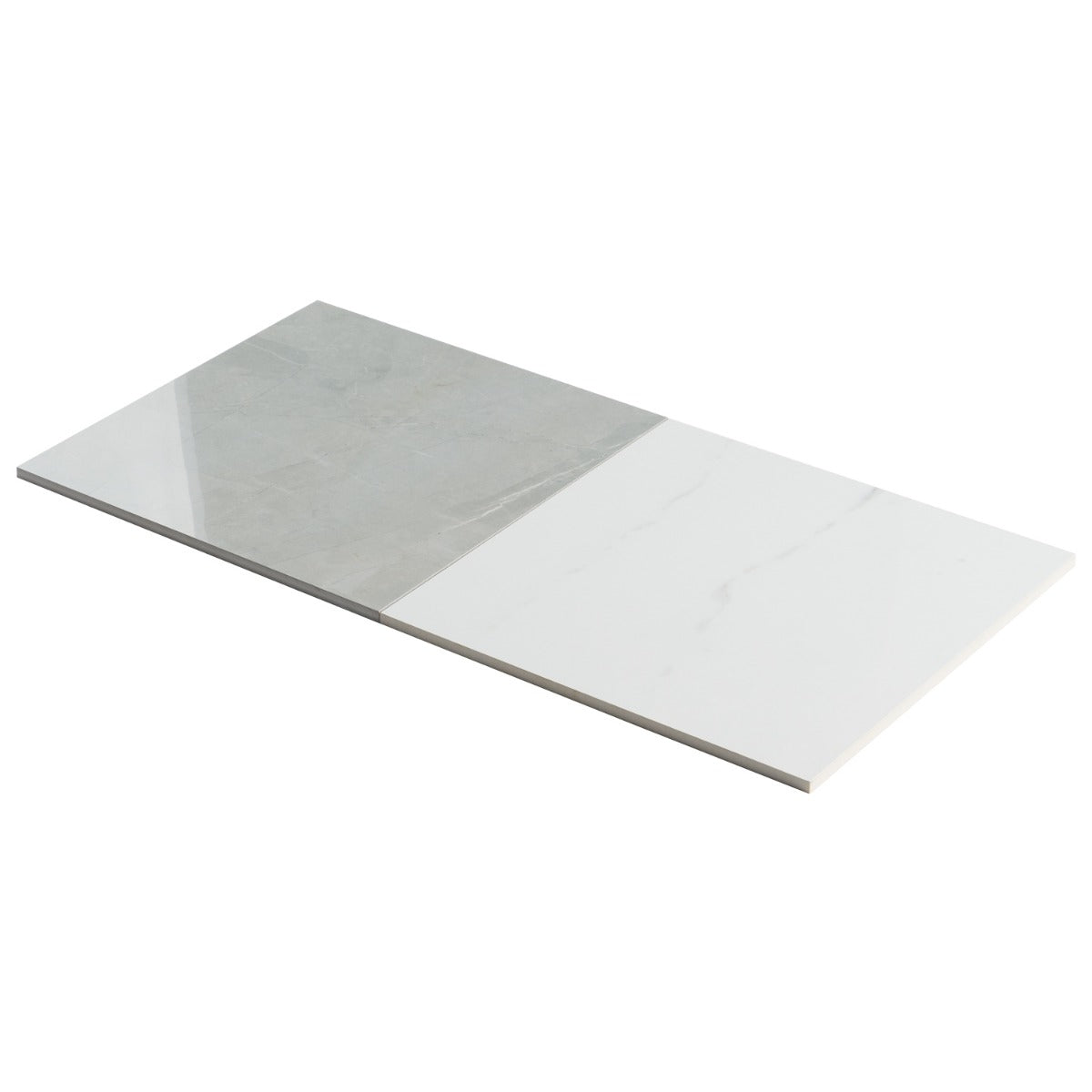 Fortunato Amani Gray and Calacatta White 12x12 Polished Porcelain Checkerboard Tile