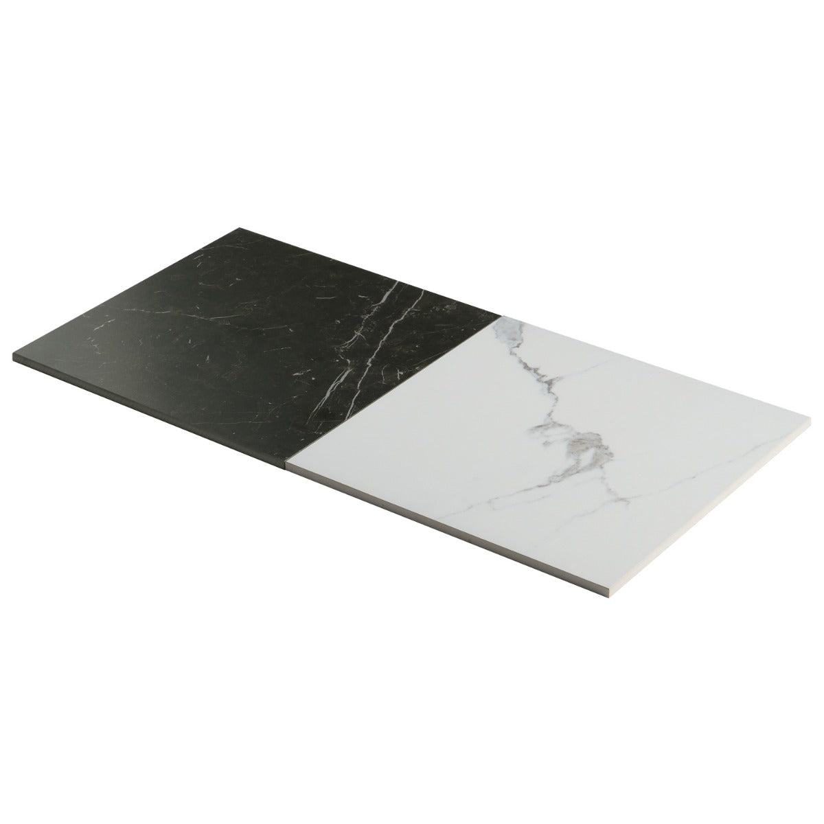 Fortunato Calacatta and Nero Marquina 12x12 Matte Porcelain Checkerboard Tile