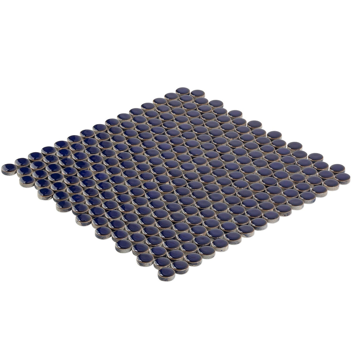 Eden Royal Blue Penny Round Polished Porcelain Mosaic Tile