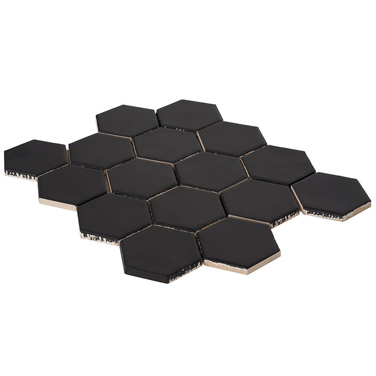 Meadowmere Black 3" Hexagon Matte Ceramic Tile - Lux Tile