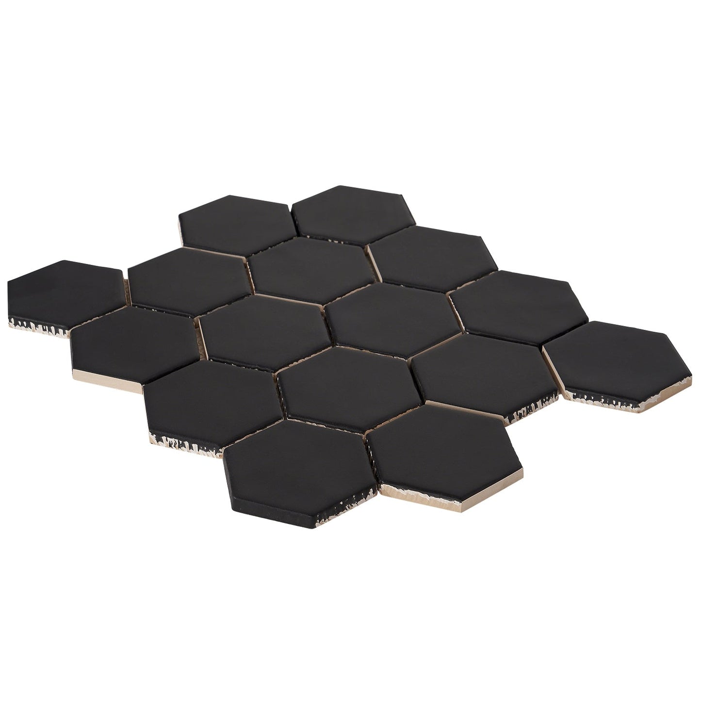 Meadowmere Black 3" Hexagon Matte Ceramic Tile - Lux Tile